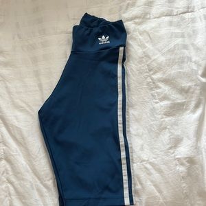 Adidas blue striped biker shorts